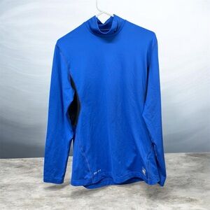 Nike Pro Combat Thermal Mock Long Sleeve Shirt Dri Fit Blue Mens Medium